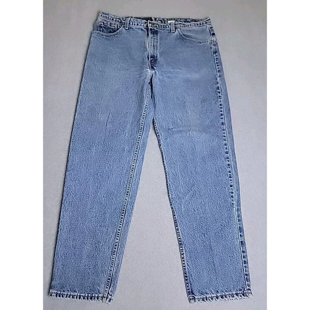 Vintage Levis 550 Jeans Mens 42x32 (40x31) Baggy Light Blue High Rise Cotton 90s